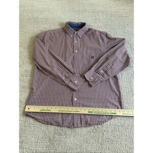 Chaps Easy Care Men's Size M Red & White Checkered Button Down.EUC